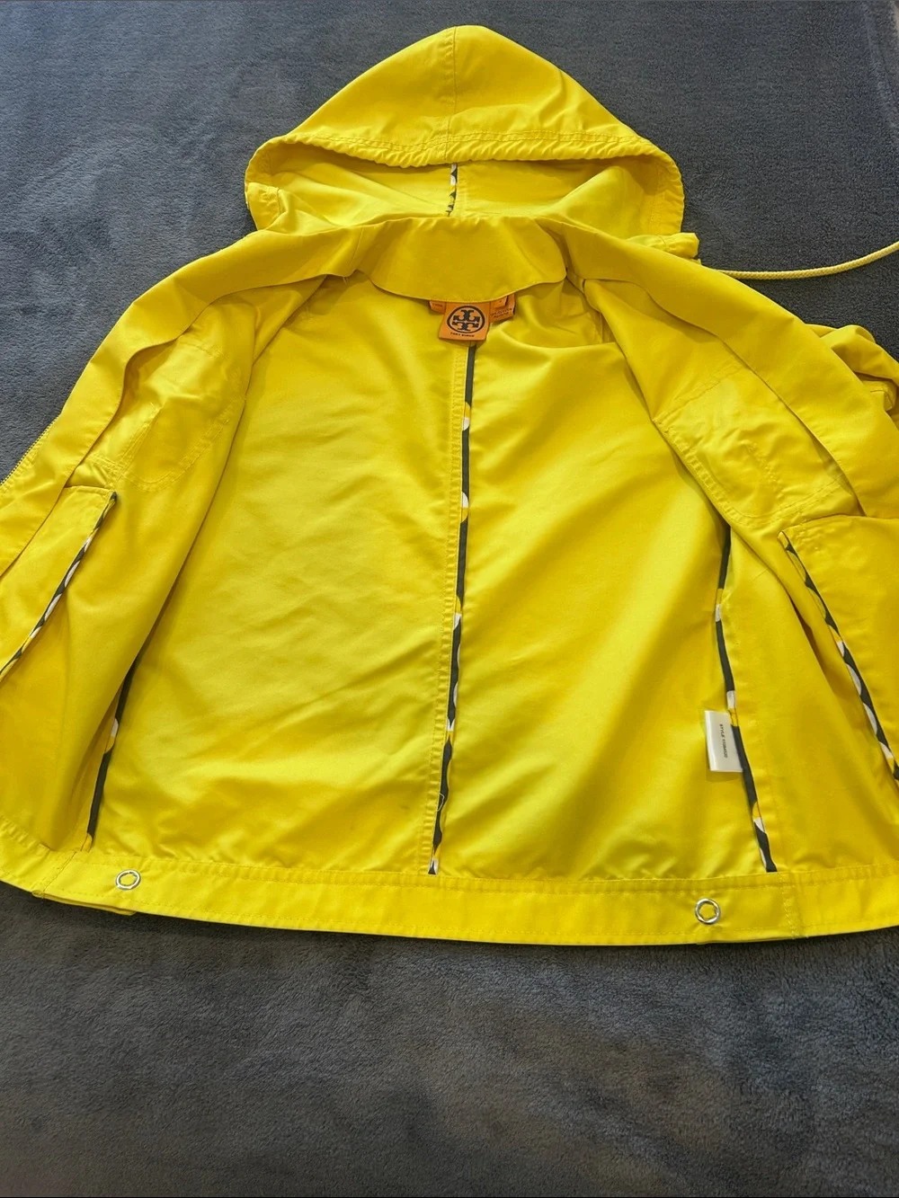 Tory Burch Bright Yellow water resistant Hooded Jacket